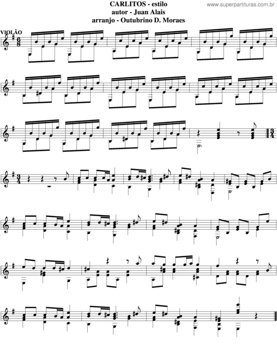 Partitura da música Carlitos