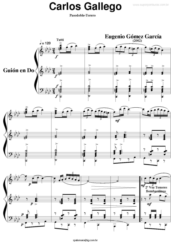 Partitura da música Carlos Gallego