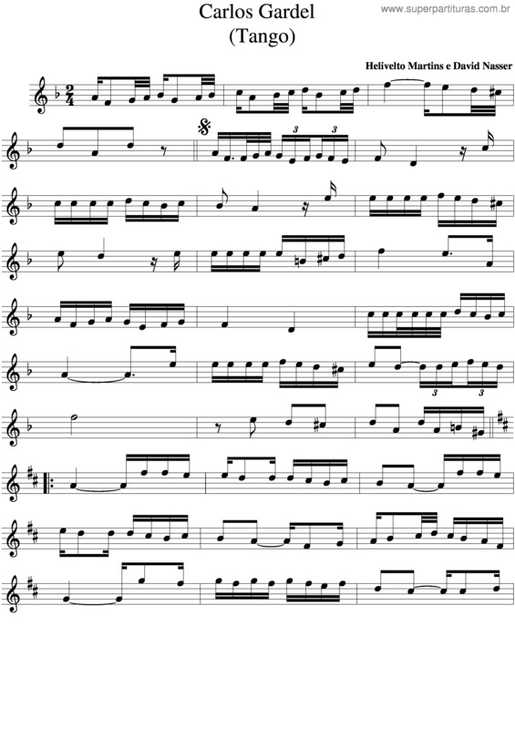 Partitura da música Carlos Gardel