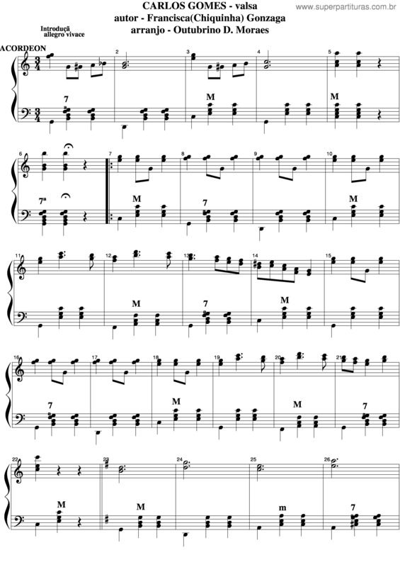 Partitura da música Carlos Gomes v.3