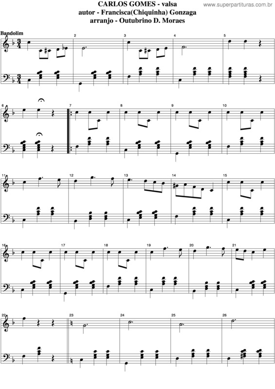 Partitura da música Carlos Gomes v.5