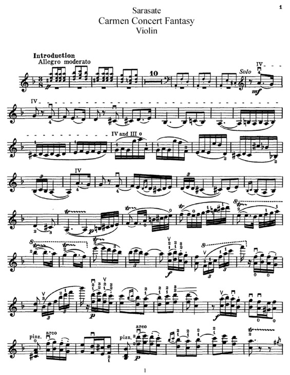 Partitura da música Carmen Fantasy