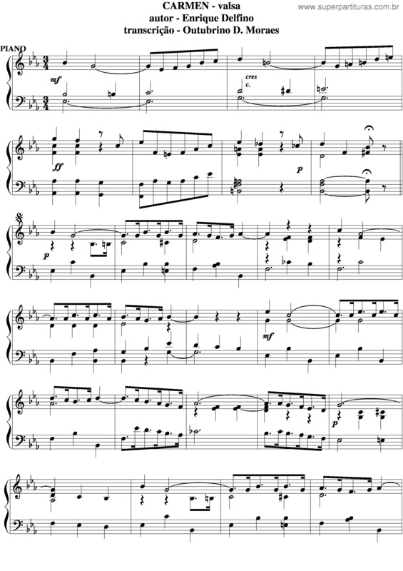 Partitura da música Carmen v.2