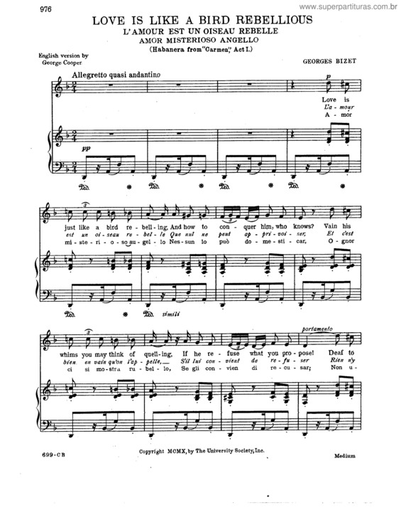 Partitura da música Carmen v.3