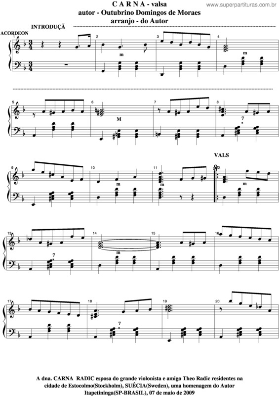 Partitura da música Carna v.2