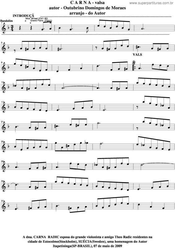 Partitura da música Carna v.3