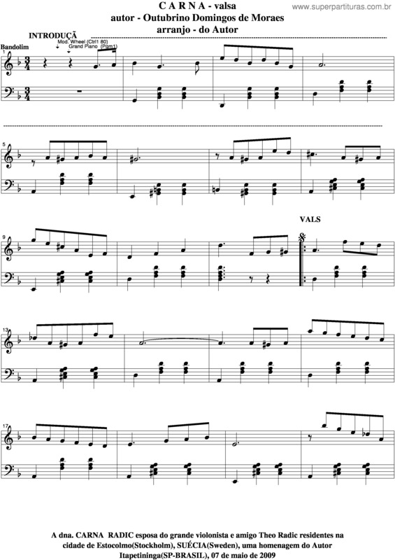 Partitura da música Carna v.4