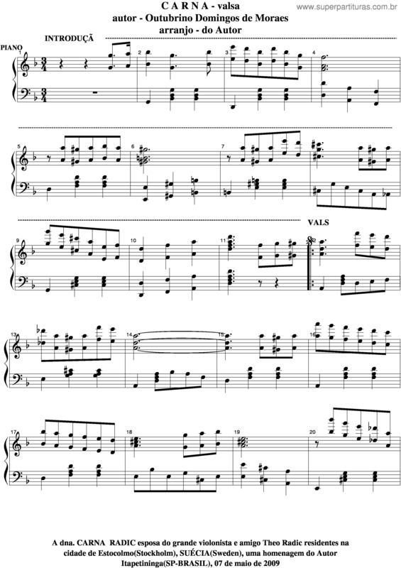 Partitura da música Carna v.5