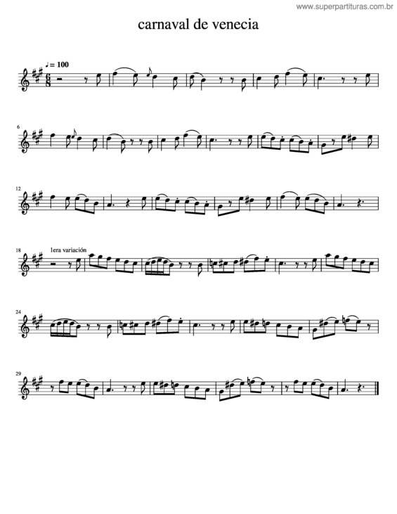 Partitura da música Carnaval De Venecia v.2