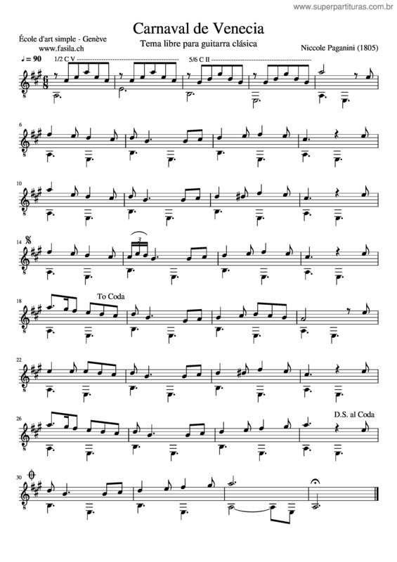 Partitura da música Carnaval De Venecia