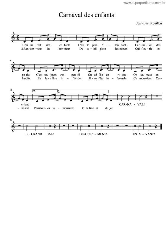 Partitura da música Carnaval Des Enfants