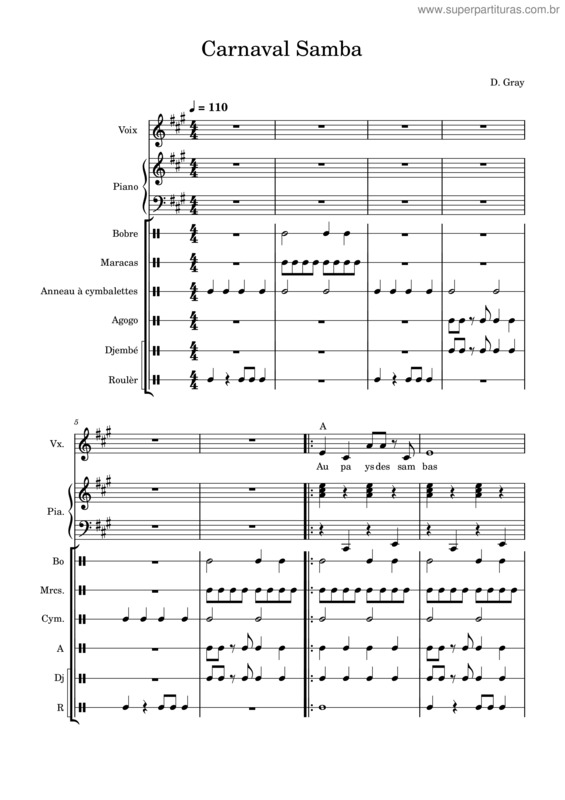 Partitura da música Carnaval Samba_Rc