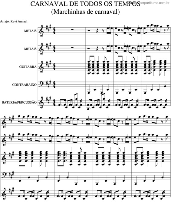 Partitura da música Carnaval