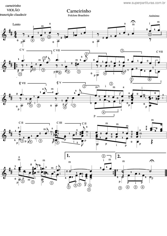 Partitura da música Carneirinho v.2