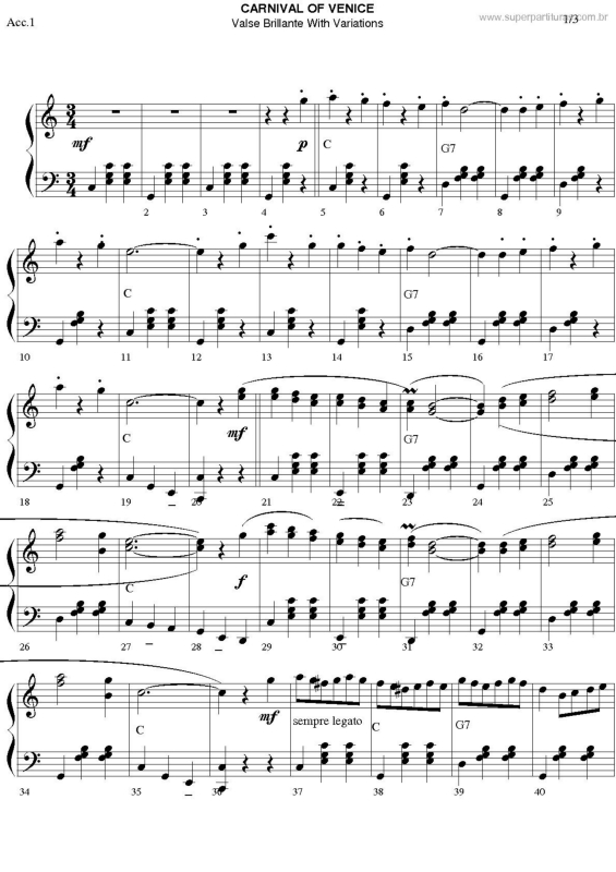 Partitura da música Carnival Of Venice