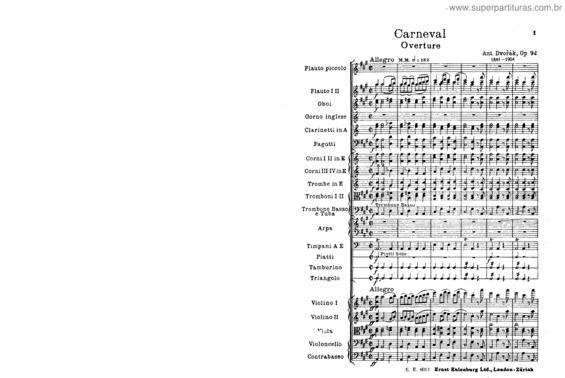 Partitura da música Carnival Overture