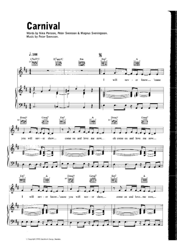 Partitura da música Carnival