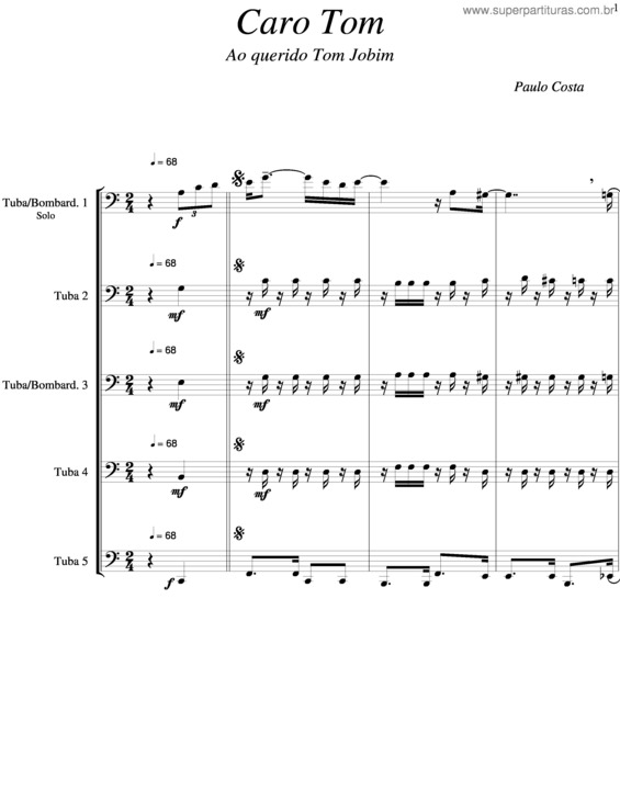 Partitura da música Caro Tom