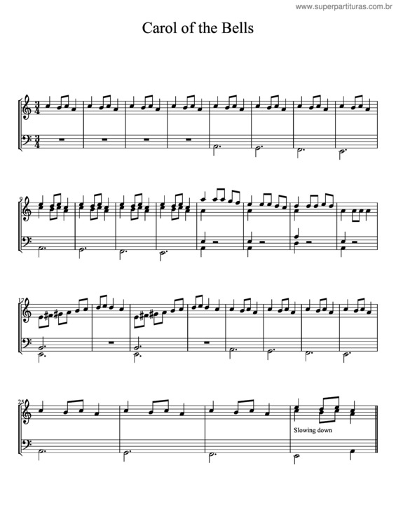 Partitura da música Carol of the Bells v.2