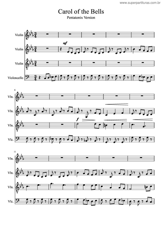 Partitura da música Carol Of The Bells v.5