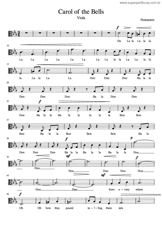 Partitura da música Carol Of The Bells v.6