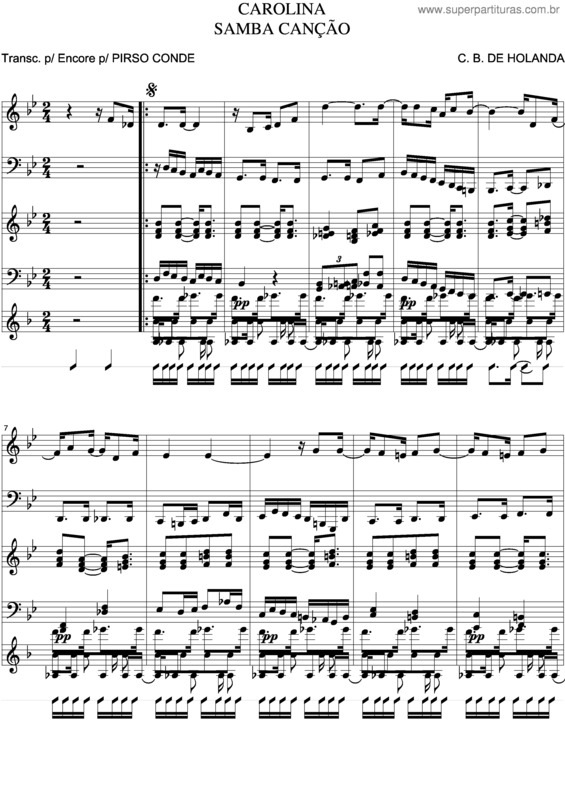 Partitura da música Carolina v.3