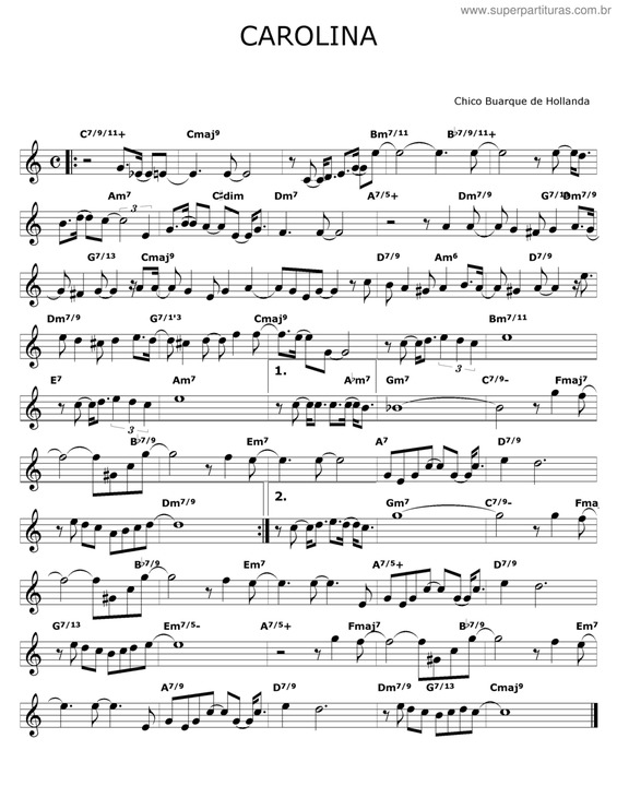 Partitura da música Carolina v.5