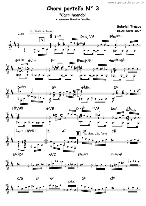 Partitura da música Carrilheando