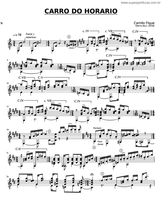 Partitura da música Carro Do Horario