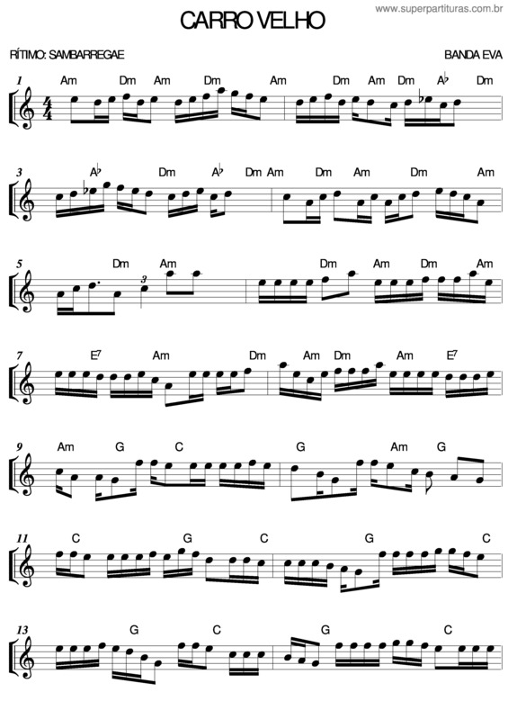 Partitura da música Carro Velho v.3