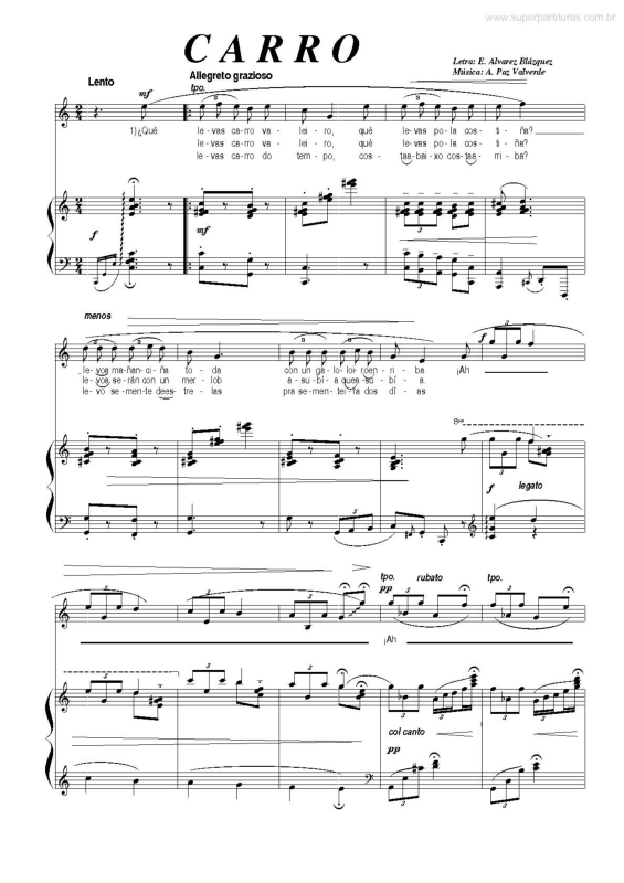 Partitura da música Carro