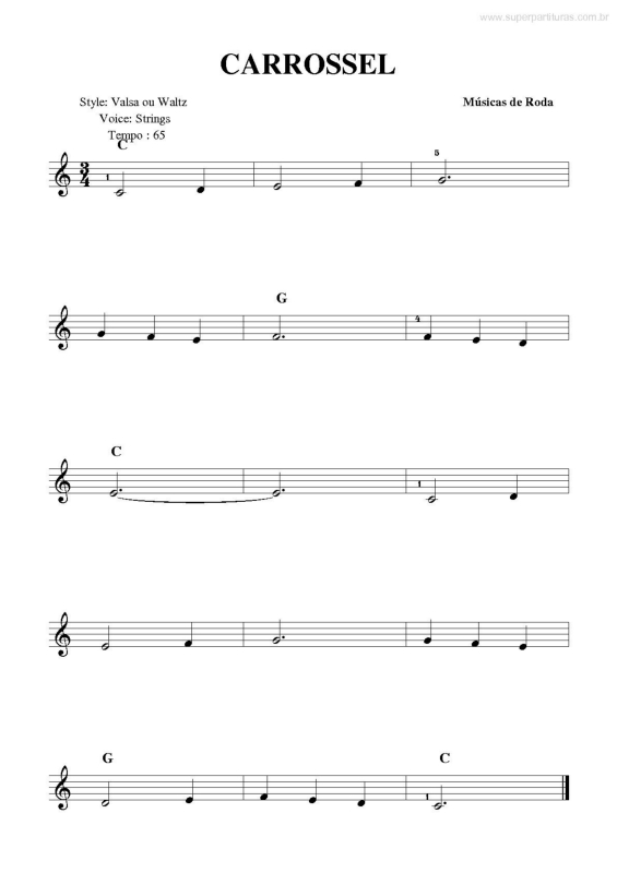 Partitura da música Carrossel