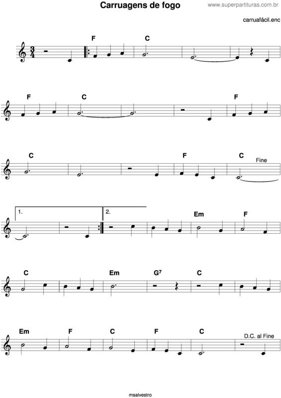 Partitura da música Carruagem De Fogo