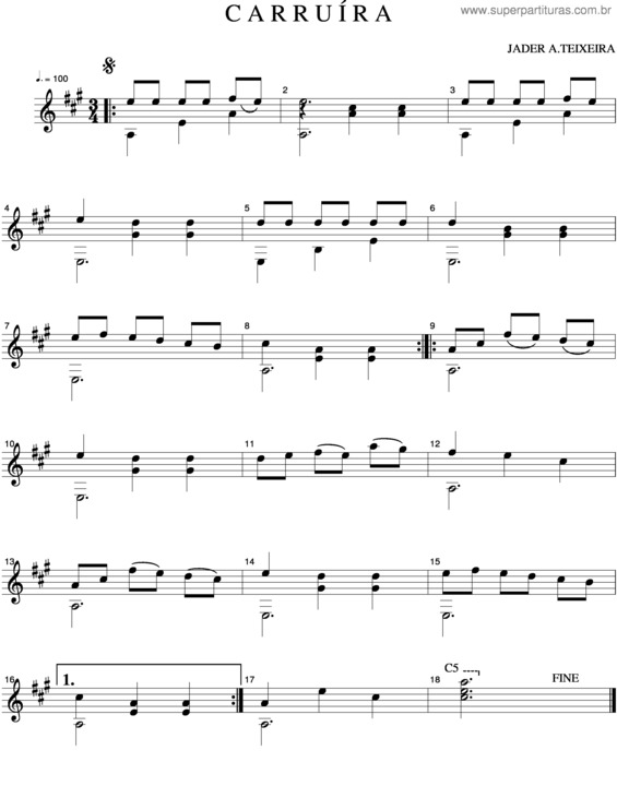 Partitura da música Carruira