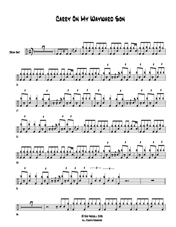 Partitura da música Carry On Wayward Son