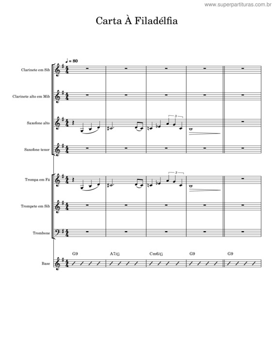 Partitura da música Carta À Filadélfia