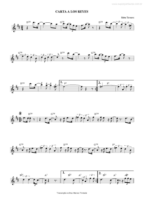 Partitura da música Carta a Los Reyes