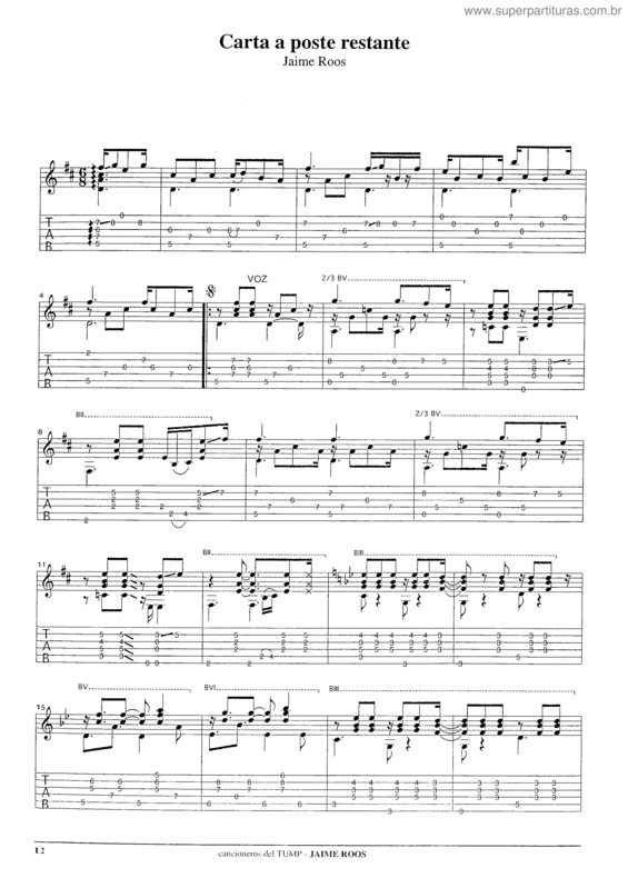 Partitura da música Carta A Poste Restante