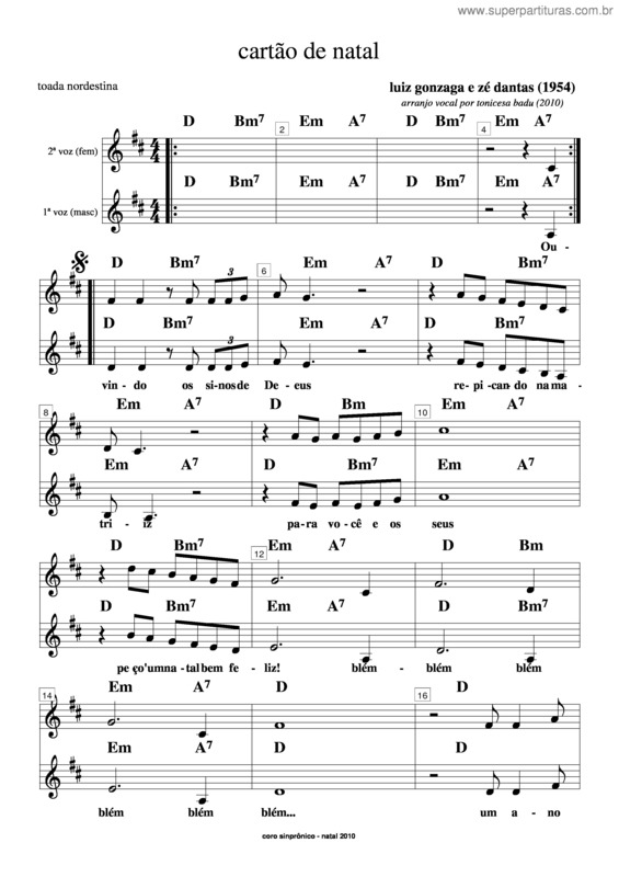 Partitura da música Cartão De Natal