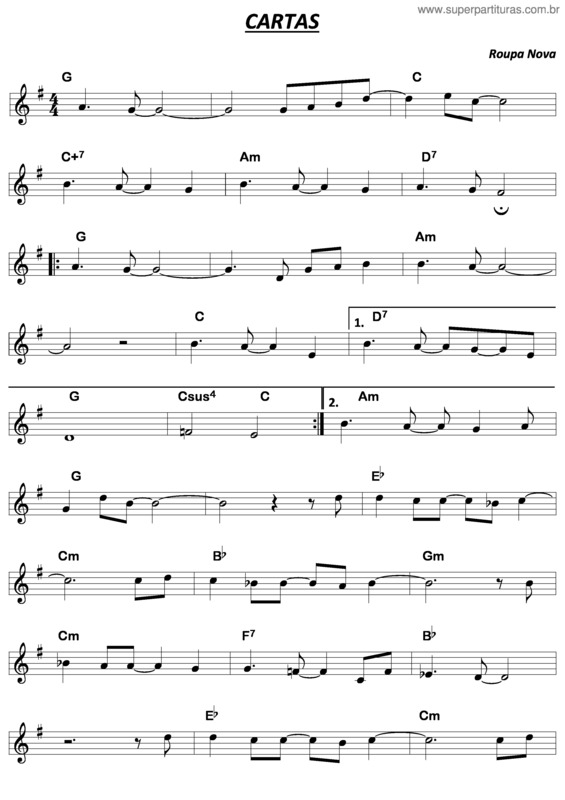 Partitura da música Cartas v.2