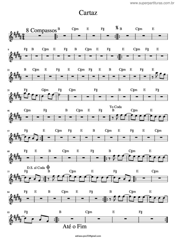 Partitura da música Cartaz