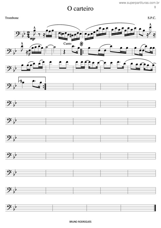 Partitura da música Carteiro