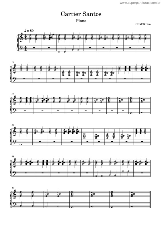Partitura da música Cartier Santos Piano