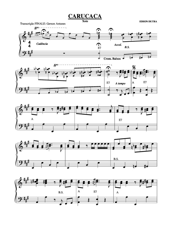 Partitura da música Carucaca