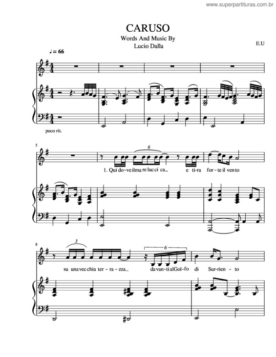 Partitura da música Caruso v.18