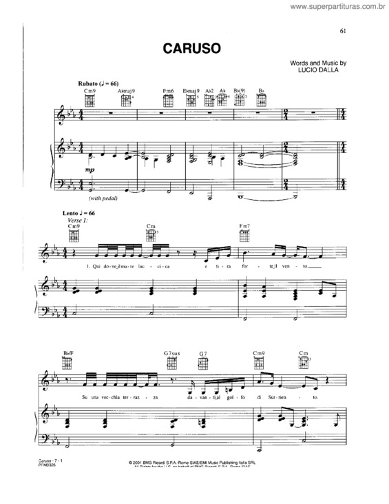 Partitura da música Caruso v.5