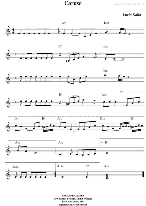 Partitura da música Caruso