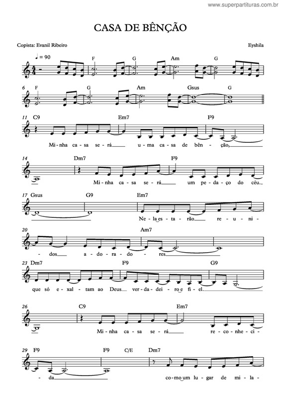 Partitura da música Casa De Bênção