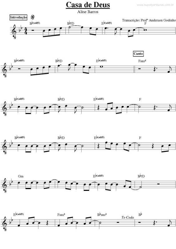 Partitura da música Casa de Deus