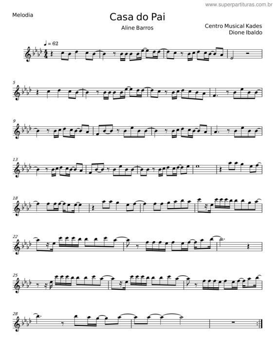 Partitura da música Casa Do Pai – Dione Ibaldo